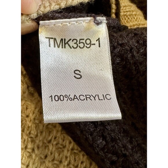 THML Woman Size S Two Tone Knit Poncho Boho Minimalist Lagenlook Coastal Grandma - Picture 11 of 12